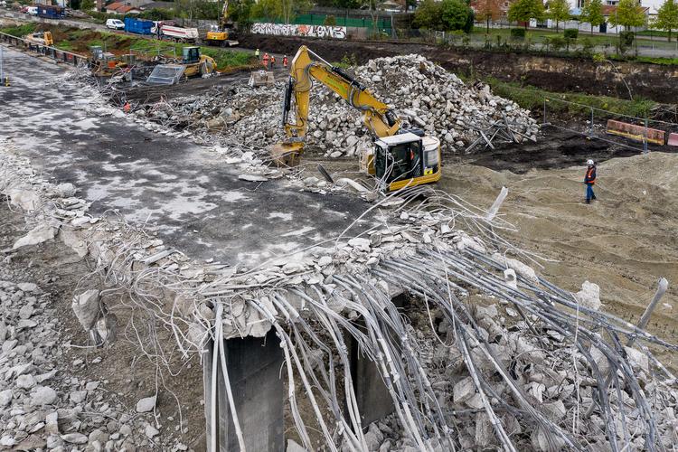Démarrage de la démolition de l'A186 © Département de la Seine-Saint-Denis
