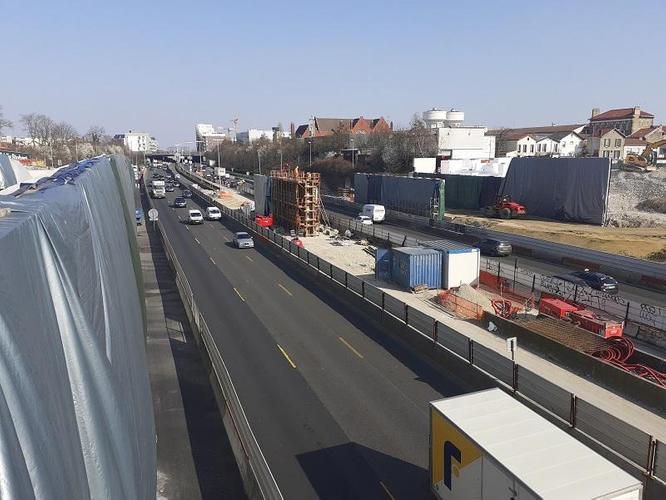Construction de la pile (soutien) du pont de franchissement de l'A3 © Département de la Seine-Saint-Denis
