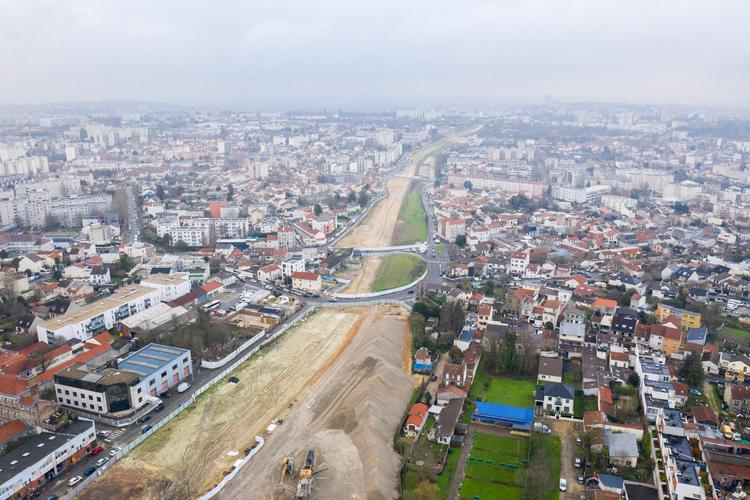 Démolition de la bretelle de sortie de l'A186 © Département de la Seine-Saint-Denis