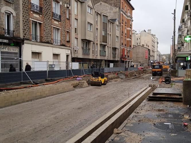 Travaux d'insertion des voies dans le centre-ville de Noisy-le-Sec © Département de la Seine-Saint-Denis