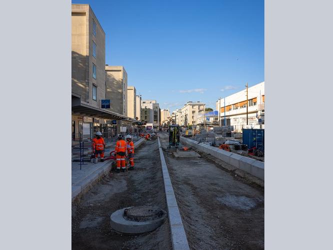 Travaux d'insertion des voies dans le centre-ville de Noisy-le-Sec © Département de la Seine-Saint-Denis