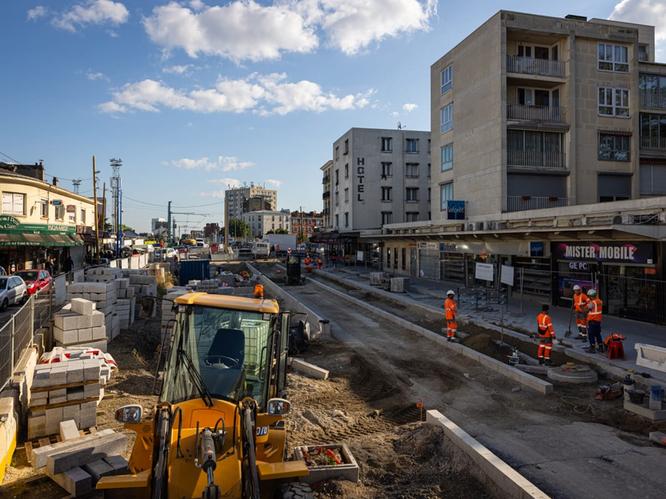 Travaux d'insertion des voies dans le centre-ville de Noisy-le-Sec © Département de la Seine-Saint-Denis